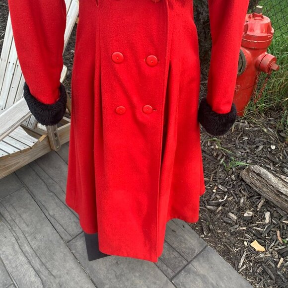 Vintage Votre Nom Penny Lane Coat Wool Faux Fur Double Breasted Overcoat - Picture 5 of 16